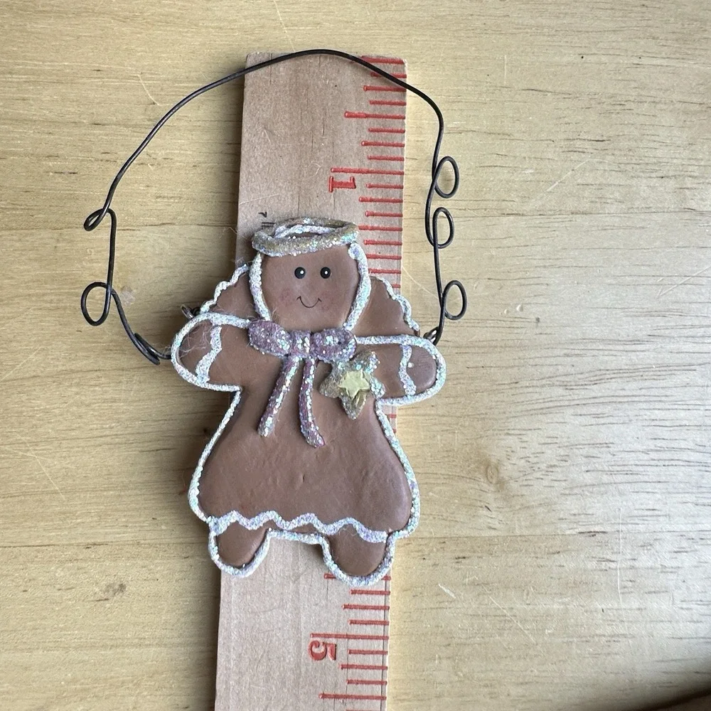 Vintage Gingerbread Man Boy Girl Christmas Tree Holiday Ornaments Lot Of 6
